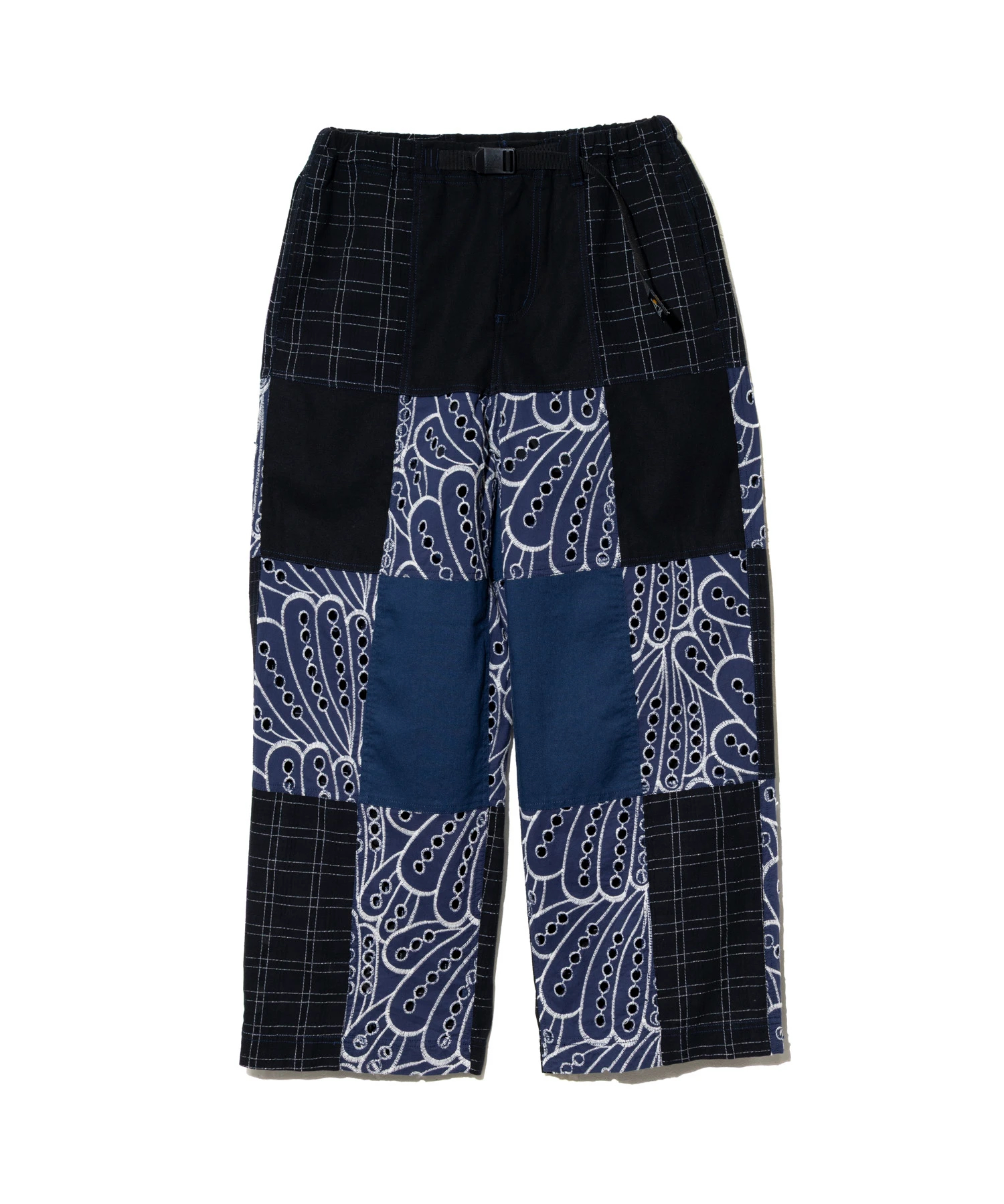 yama-san.m 古布藍染パッチワークサロペットパンツ カットワークコットン パッチワークパンツ (WOMENS)｜ファッション通販