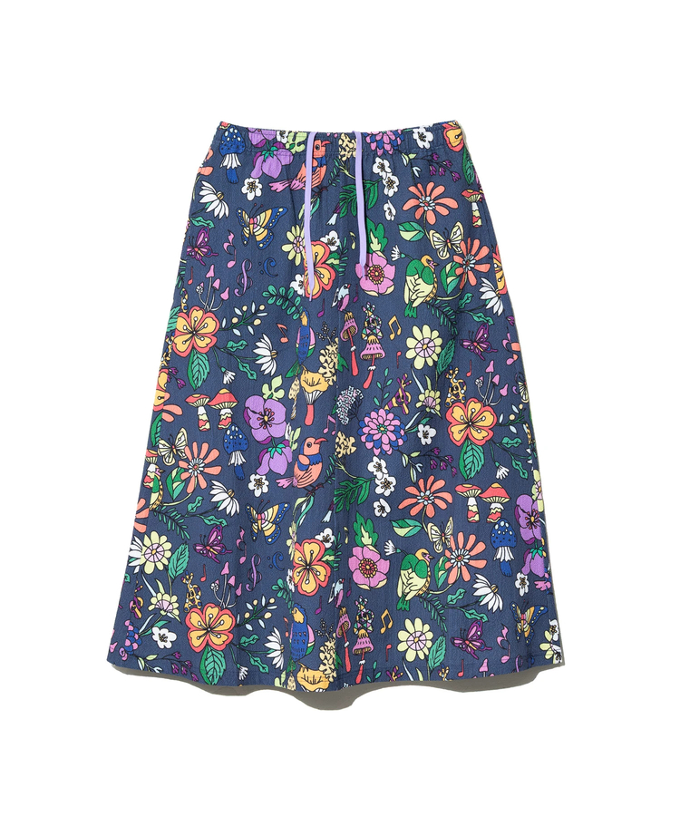 go slow caravan(ゴースローキャラバン) |ストレッチサッカー総柄スカート (WOMENS)