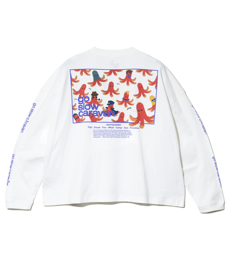 go slow caravan(ゴースローキャラバン) |USA/C スクエアLOGOバックプリントミドルLSTEE (WOMENS)