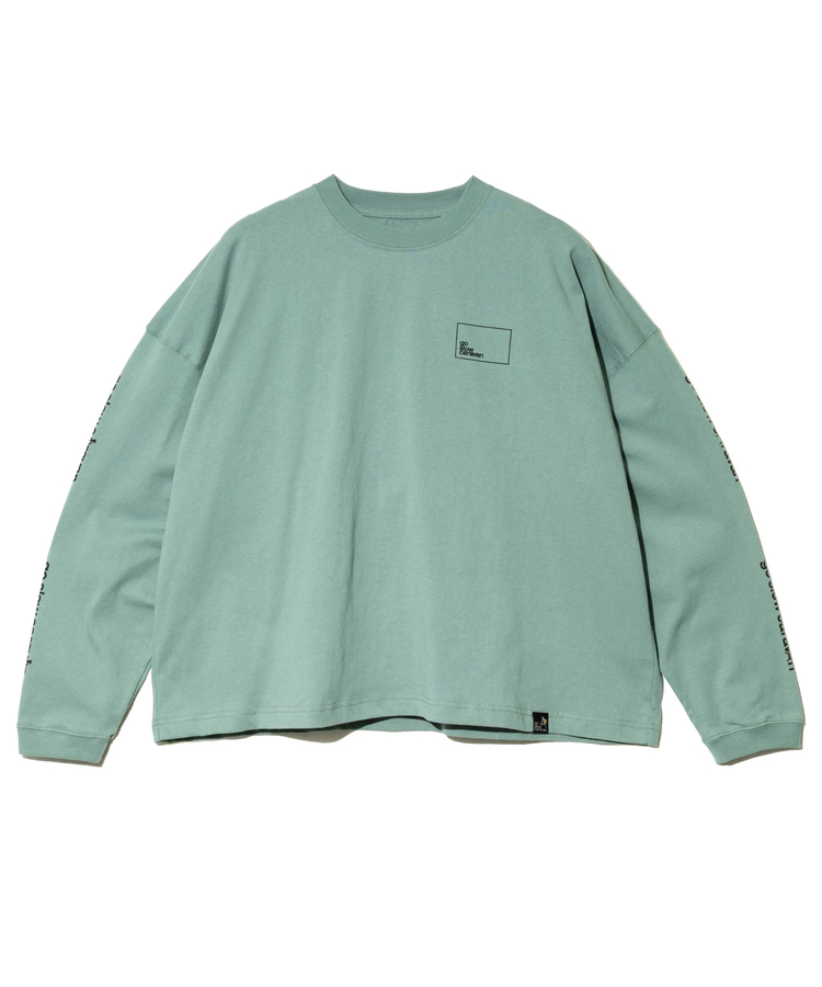 go slow caravan(ゴースローキャラバン) |USA/C スクエアLOGOバックプリントミドルLSTEE (WOMENS)