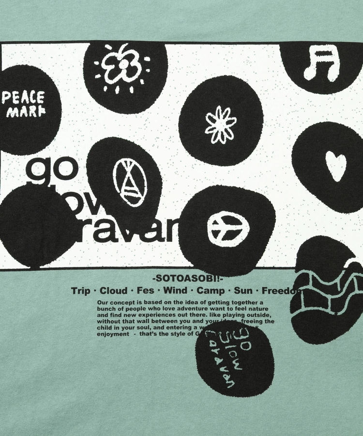 go slow caravan(ゴースローキャラバン) |USA/C スクエアLOGOバックプリントミドルLSTEE (WOMENS)