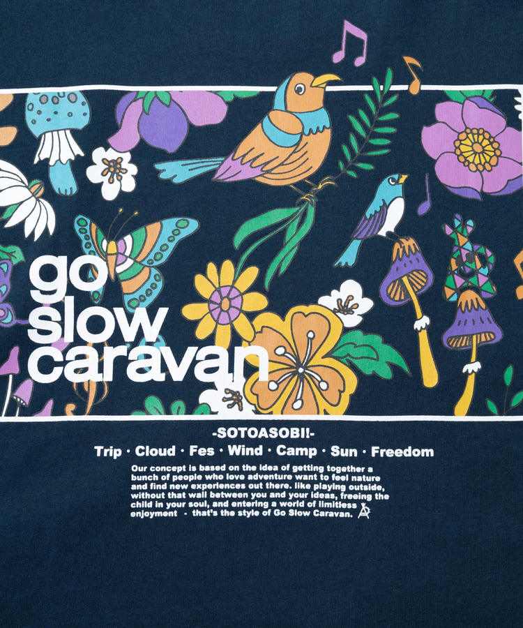 go slow caravan(ゴースローキャラバン) |USA/C スクエアLOGOバックプリントミドルLSTEE (WOMENS)