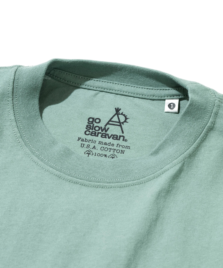 go slow caravan(ゴースローキャラバン) |USA/C スクエアLOGOバックプリントミドルLSTEE (WOMENS)