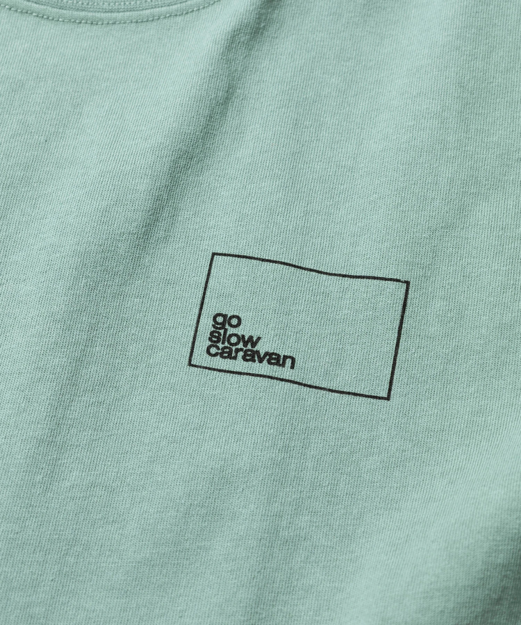 go slow caravan(ゴースローキャラバン) |USA/C スクエアLOGOバックプリントミドルLSTEE (WOMENS)