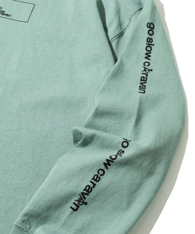 go slow caravan(ゴースローキャラバン) |USA/C スクエアLOGOバックプリントミドルLSTEE (WOMENS)