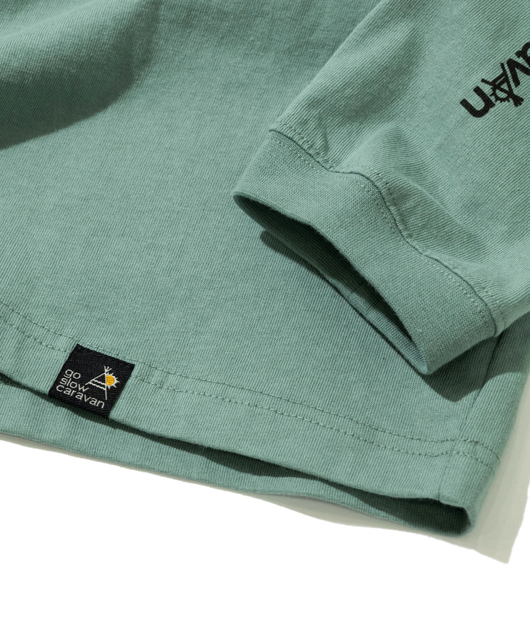 go slow caravan(ゴースローキャラバン) |USA/C スクエアLOGOバックプリントミドルLSTEE (WOMENS)