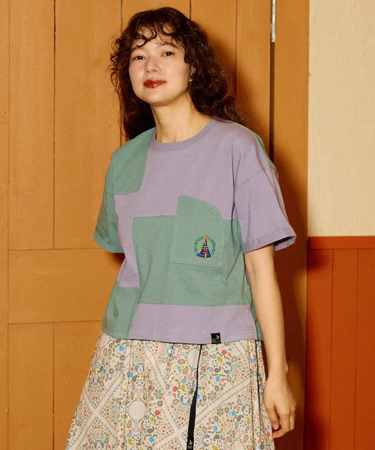 go slow caravan(ゴースローキャラバン) |USA/C 切替ミドルラウンドポケTEE (WOMENS)