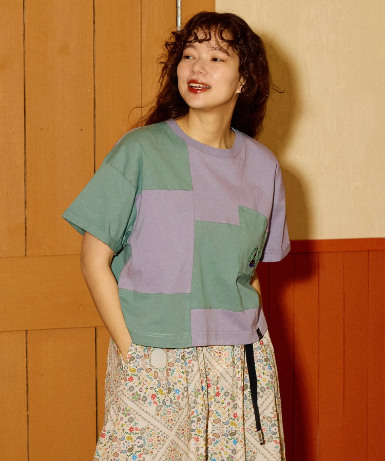 go slow caravan(ゴースローキャラバン) |USA/C 切替ミドルラウンドポケTEE (WOMENS)