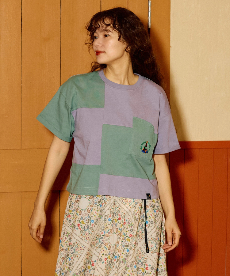 go slow caravan(ゴースローキャラバン) |USA/C 切替ミドルラウンドポケTEE (WOMENS)