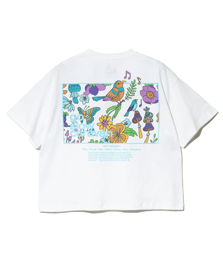 go slow caravan(ゴースローキャラバン) |USA/C スクエアLOGOバックプリントミドルTEE (WOMENS)