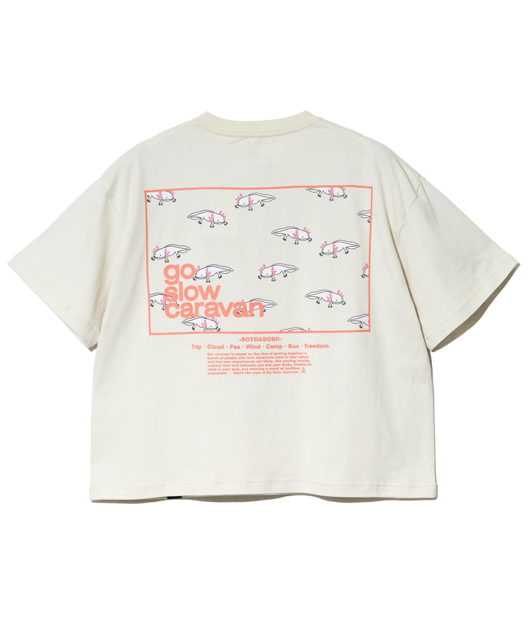 go slow caravan(ゴースローキャラバン) |USA/C スクエアLOGOバックプリントミドルTEE (WOMENS)