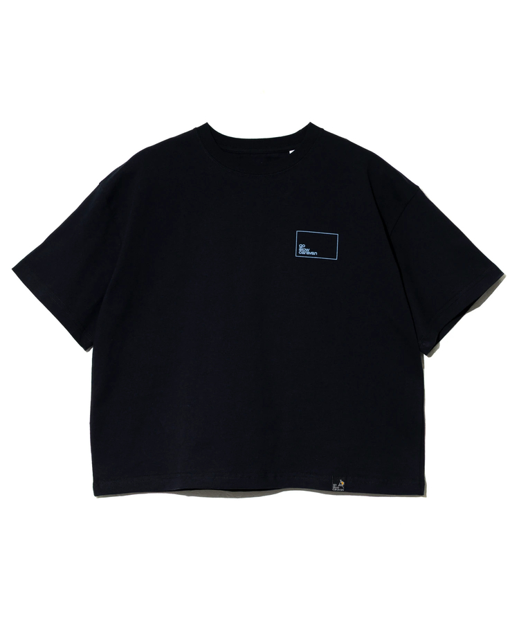 go slow caravan(ゴースローキャラバン) |USA/C スクエアLOGOバックプリントミドルTEE (WOMENS)