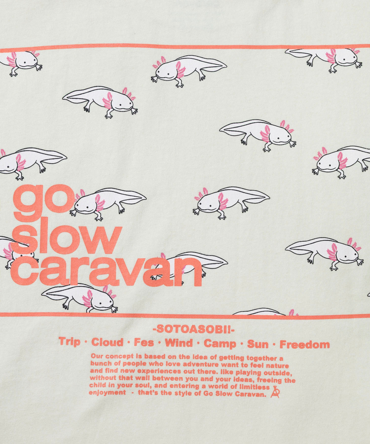 go slow caravan(ゴースローキャラバン) |USA/C スクエアLOGOバックプリントミドルTEE (WOMENS)