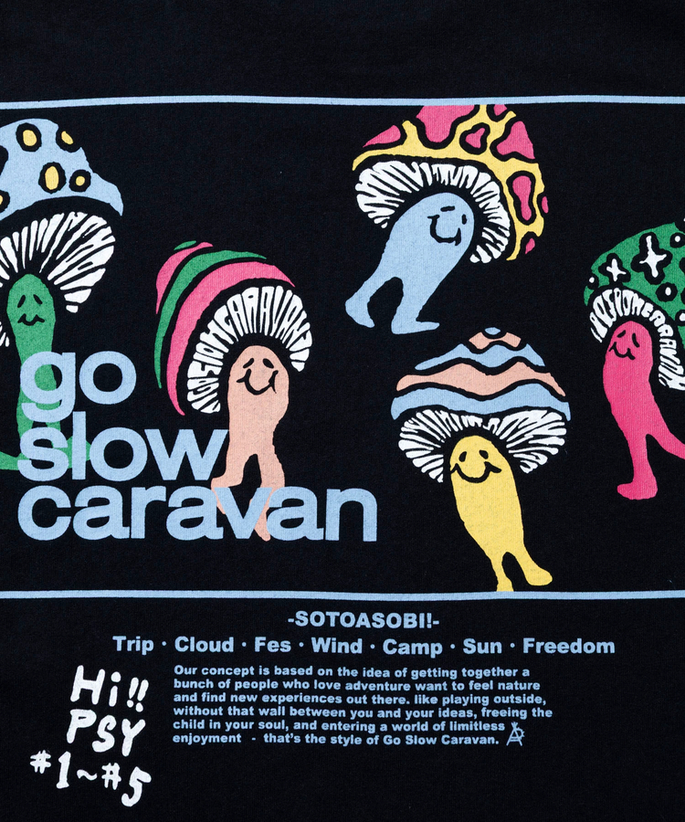go slow caravan(ゴースローキャラバン) |USA/C スクエアLOGOバックプリントミドルTEE (WOMENS)