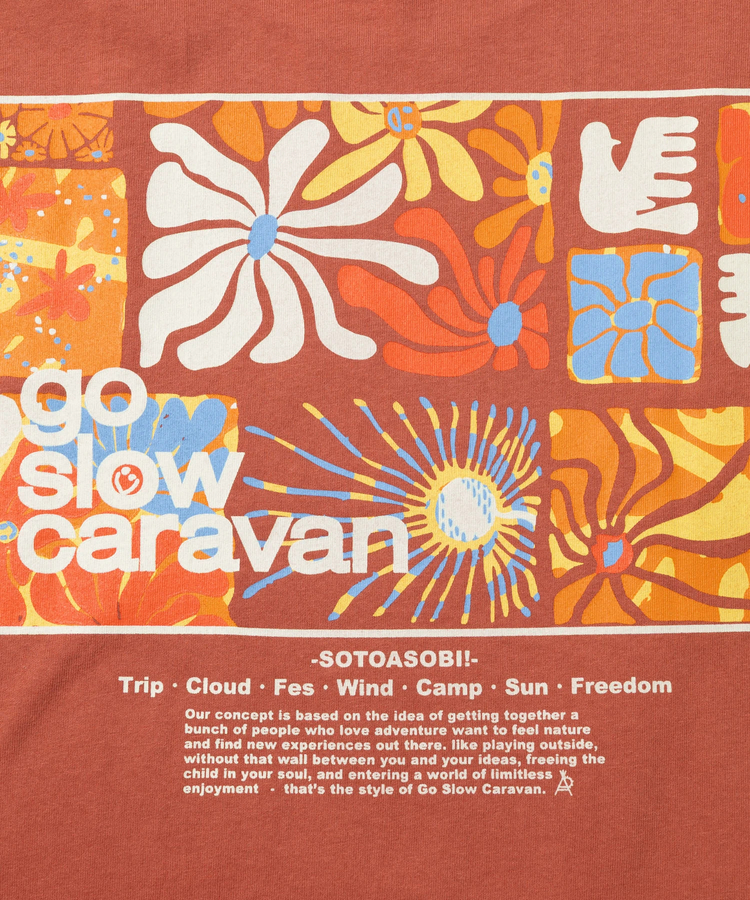 go slow caravan(ゴースローキャラバン) |USA/C スクエアLOGOバックプリントミドルTEE (WOMENS)
