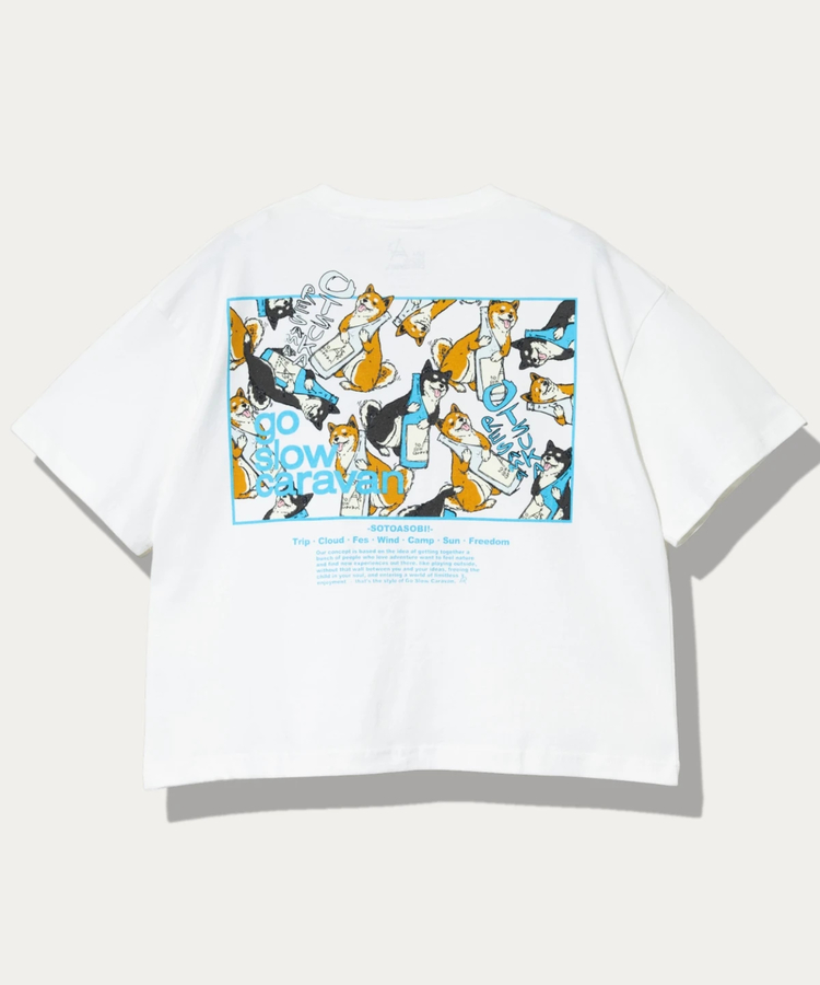 go slow caravan(ゴースローキャラバン) |USA/C スクエアLOGOバックプリントミドルTEE (WOMENS)