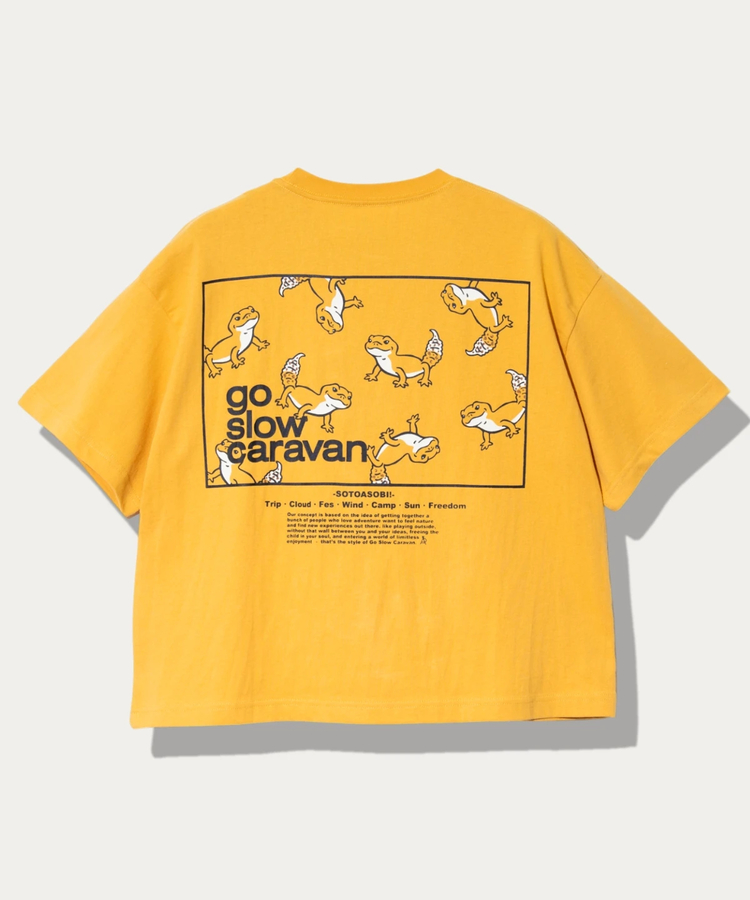 go slow caravan(ゴースローキャラバン) |USA/C スクエアLOGOバックプリントミドルTEE (WOMENS)