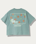 go slow caravan(ゴースローキャラバン) |USA/C スクエアLOGOバックプリントミドルTEE (WOMENS)