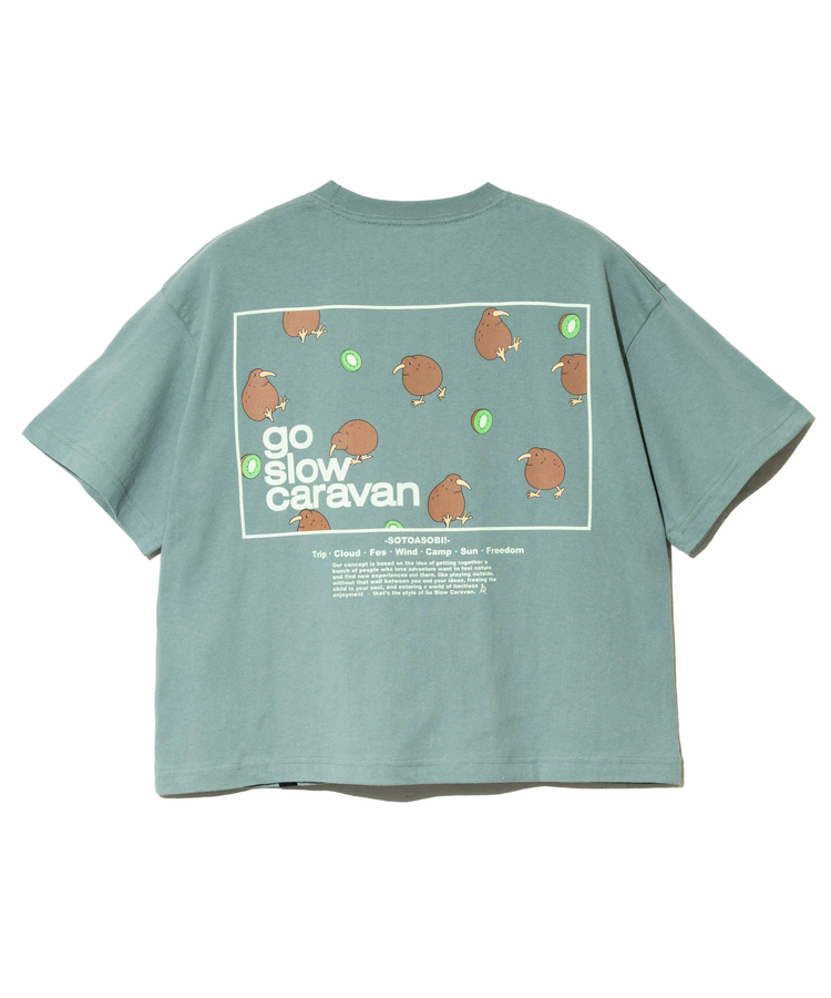 go slow caravan(ゴースローキャラバン) |USA/C スクエアLOGOバックプリントミドルTEE (WOMENS)