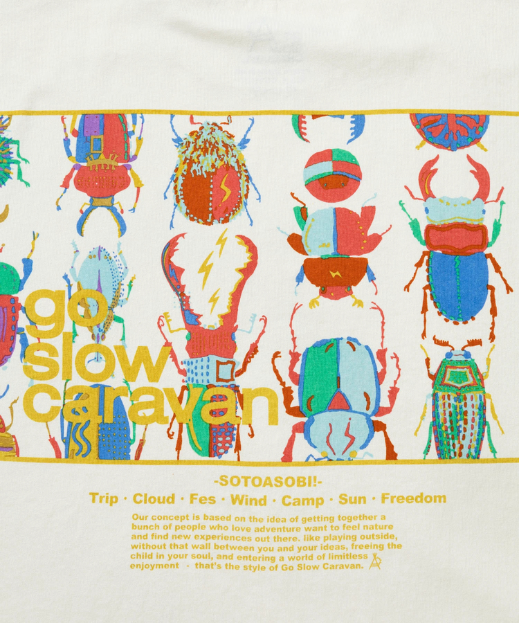 go slow caravan(ゴースローキャラバン) |USA/C スクエアLOGOバックプリントミドルTEE (WOMENS)
