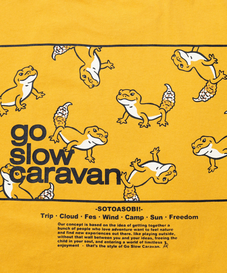 go slow caravan(ゴースローキャラバン) |USA/C スクエアLOGOバックプリントミドルTEE (WOMENS)