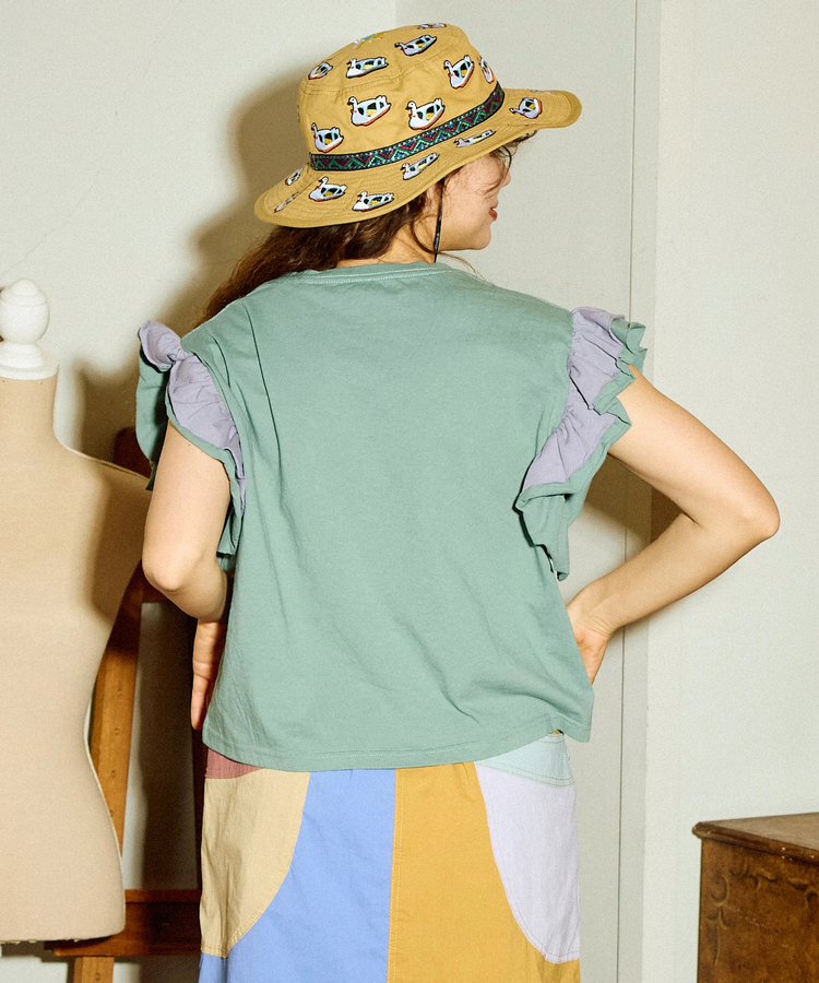 go slow caravan(ゴースローキャラバン) |USA/C フリルスリーブTEE (WOMENS)