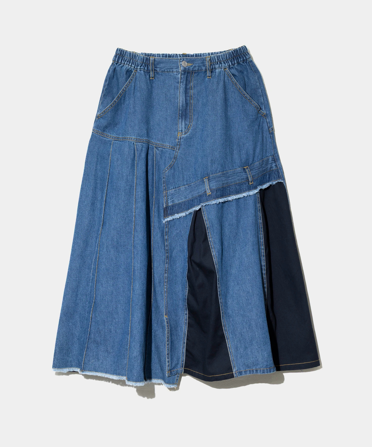 mililopiulu/ミリロピュール リビルドアシメプリーツデニムスカート