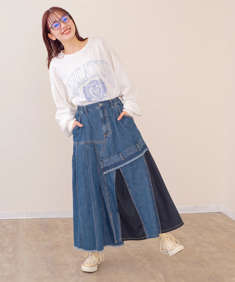 mililopiulu/ミリロピュール リビルドアシメプリーツデニムスカート