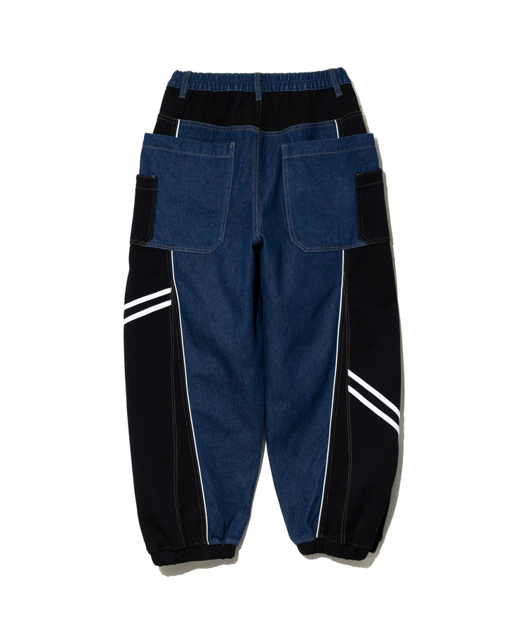 mililopiulu/ミリロピュール ジャージミックスパイピングデニムパンツ