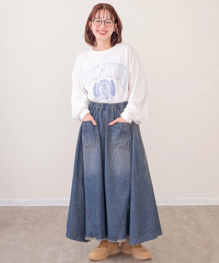 mililopiulu/ミリロピュール ネックスルーデニムスカート (WOMENS