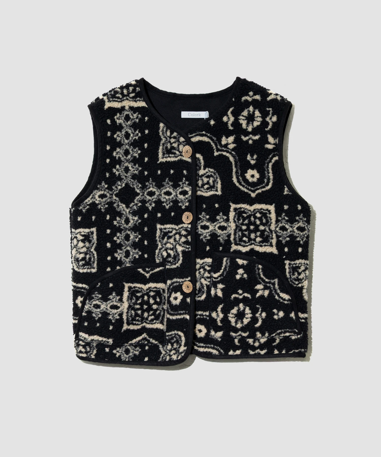 COLORK/カラック バンダナ柄ボアベスト (WOMENS)｜ファッション通販