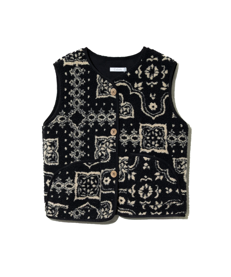 COLORK/カラック バンダナ柄ボアベスト (WOMENS)｜ファッション通販