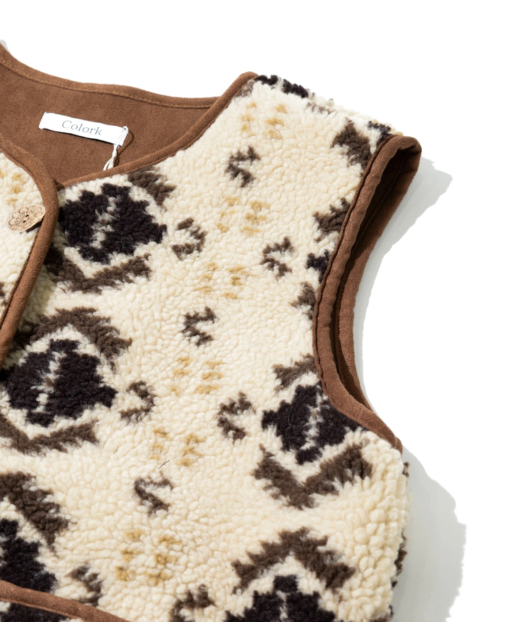 COLORK/カラック バンダナ柄ボアベスト (WOMENS)｜ファッション通販