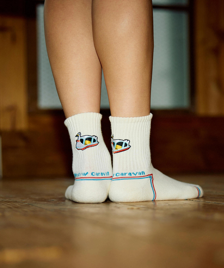go slow caravan(ゴースローキャラバン) |パイルジャガード刺繍 クウォーターソックス (MENS/WOMENS)