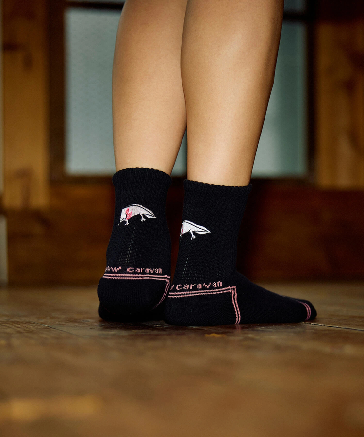 go slow caravan(ゴースローキャラバン) |パイルジャガード刺繍 クウォーターソックス (MENS/WOMENS)