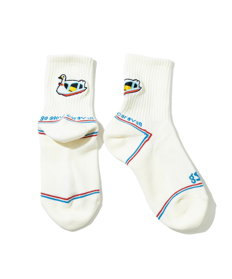 go slow caravan(ゴースローキャラバン) |パイルジャガード刺繍 クウォーターソックス (MENS/WOMENS)