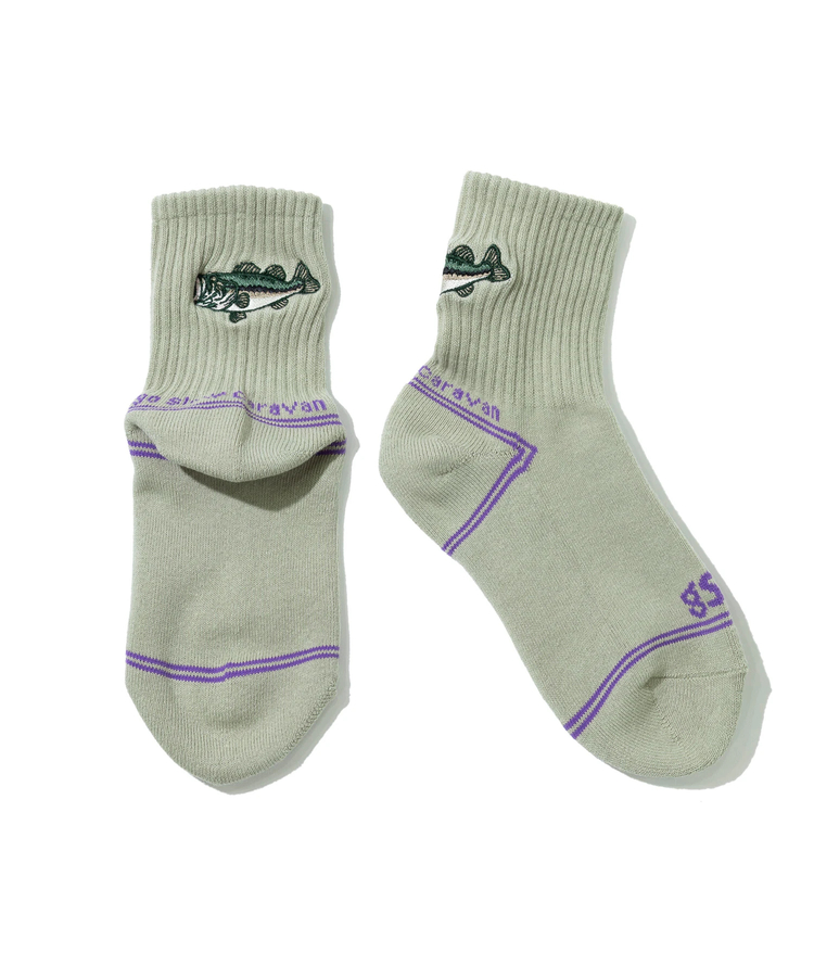 go slow caravan(ゴースローキャラバン) |パイルジャガード刺繍 クウォーターソックス (MENS/WOMENS)