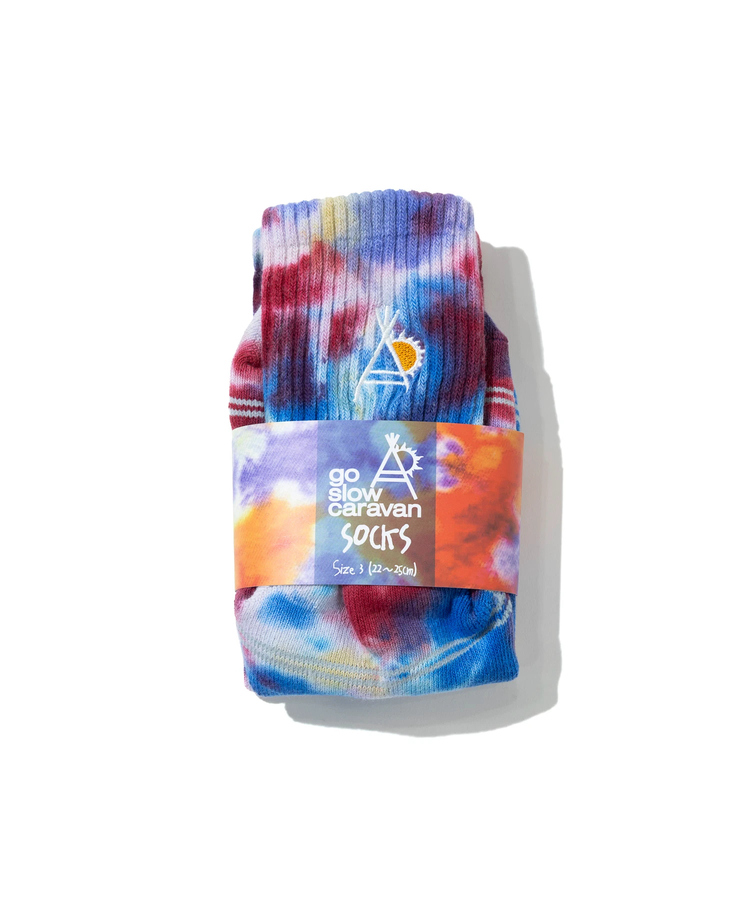 go slow caravan(ゴースローキャラバン) |タイダイジャガード刺繍 クウォーターソックス (MENS/WOMENS)