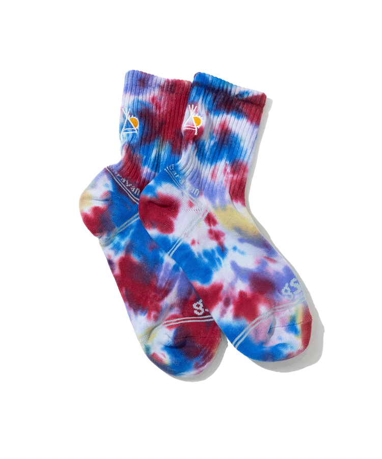 go slow caravan(ゴースローキャラバン) |タイダイジャガード刺繍 クウォーターソックス (MENS/WOMENS)