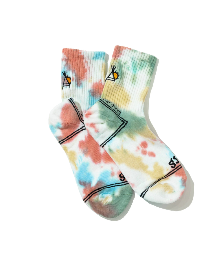 go slow caravan(ゴースローキャラバン) |タイダイジャガード刺繍 クウォーターソックス (MENS/WOMENS)