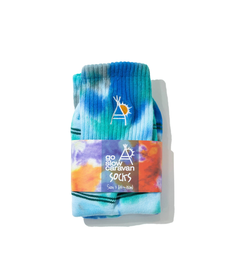 go slow caravan(ゴースローキャラバン) |タイダイジャガード刺繍 クウォーターソックス (MENS/WOMENS)
