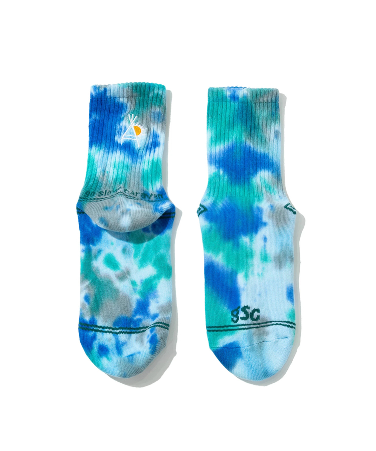 go slow caravan(ゴースローキャラバン) |タイダイジャガード刺繍 クウォーターソックス (MENS/WOMENS)
