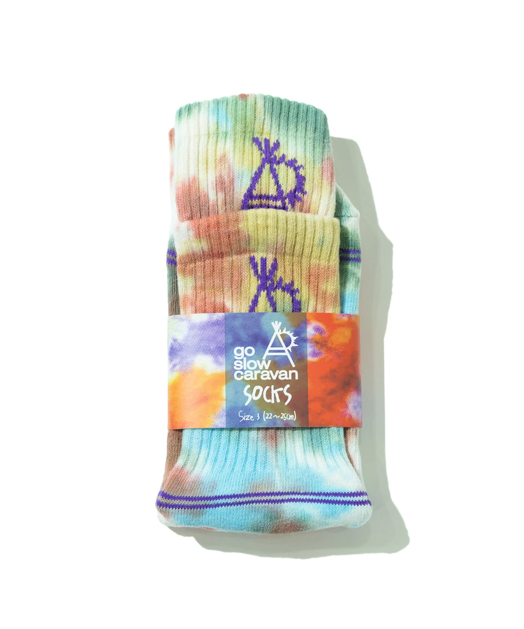 go slow caravan(ゴースローキャラバン) |タイダイジャガード レイヤードリブクルーソックス (MENS/WOMENS)