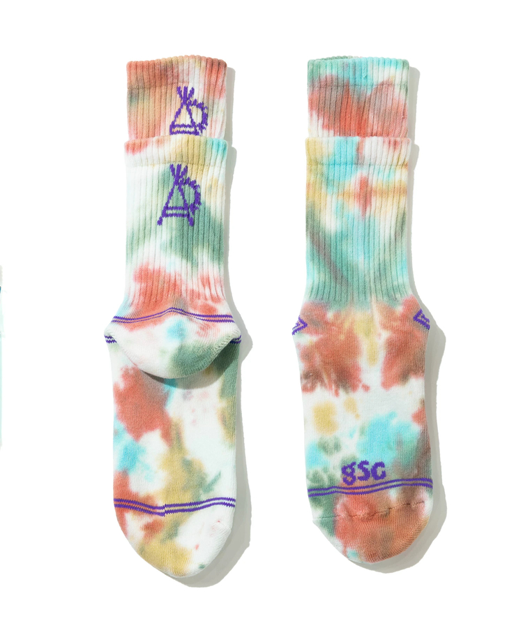 go slow caravan(ゴースローキャラバン) |タイダイジャガード レイヤードリブクルーソックス (MENS/WOMENS)
