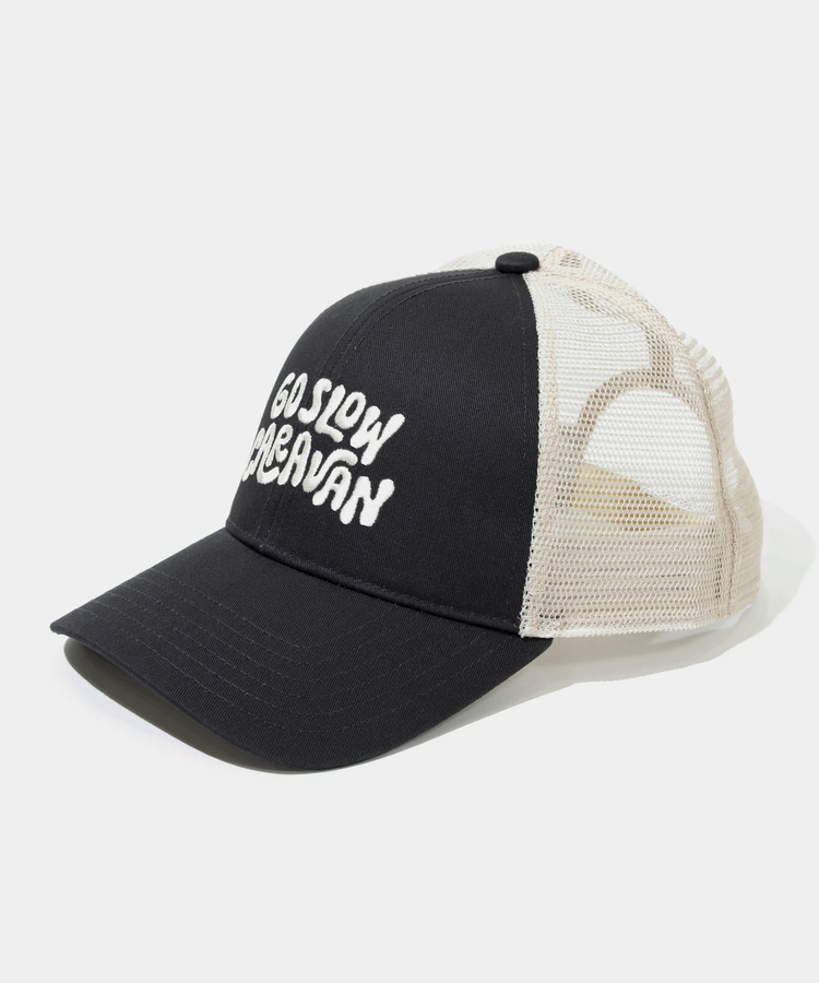 go slow caravan(ゴースローキャラバン) |ツイルヒッピーロゴ 6パネルメッシュキャップ