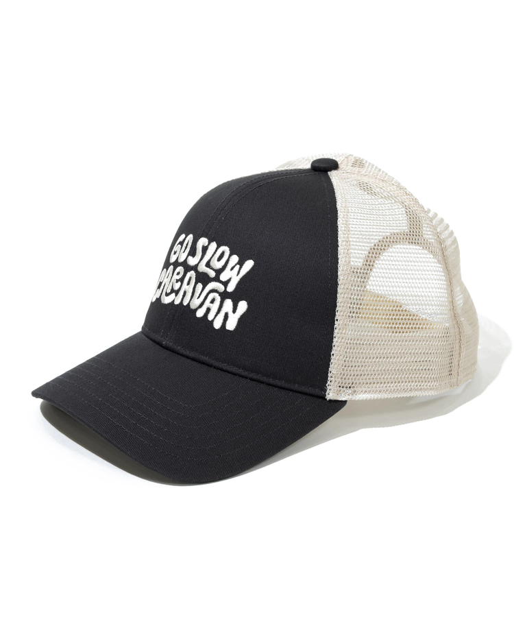 go slow caravan(ゴースローキャラバン) |ツイルヒッピーロゴ 6パネルメッシュキャップ