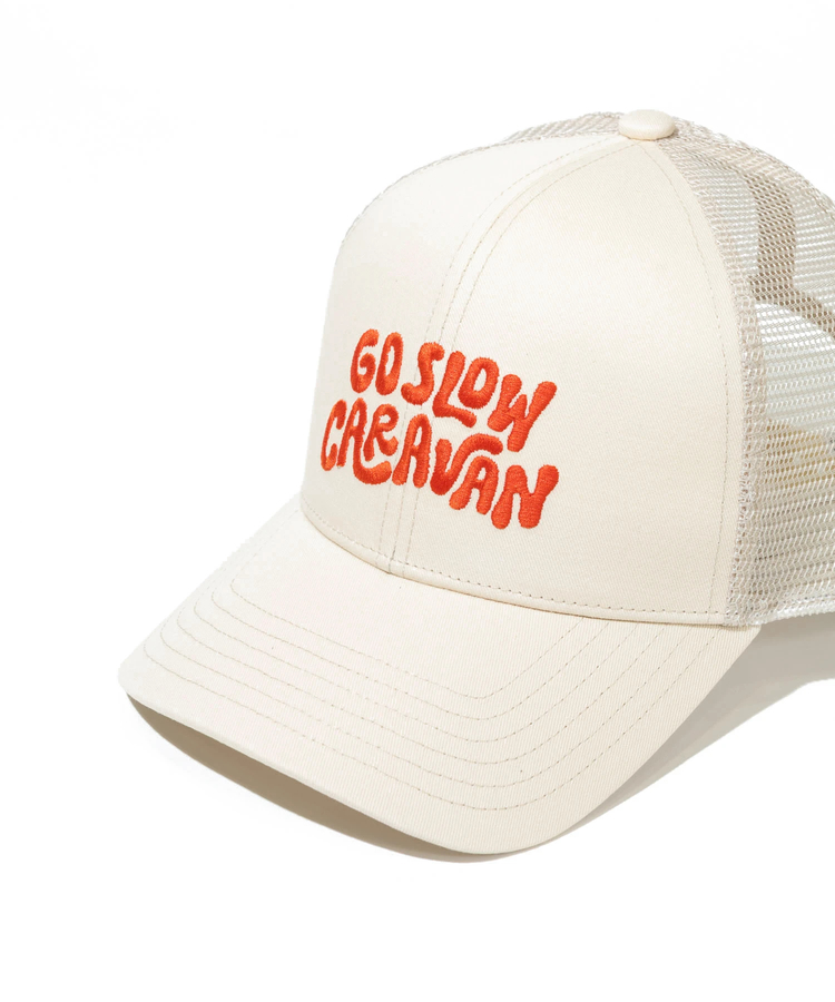 go slow caravan(ゴースローキャラバン) |ツイルヒッピーロゴ 6パネルメッシュキャップ