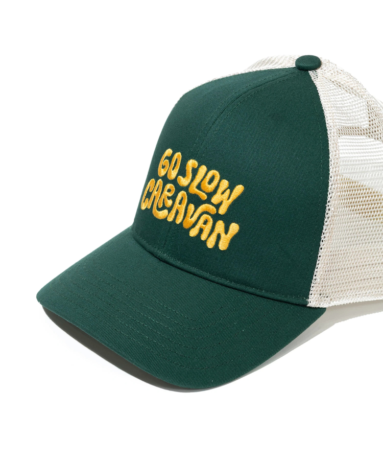 go slow caravan(ゴースローキャラバン) |ツイルヒッピーロゴ 6パネルメッシュキャップ