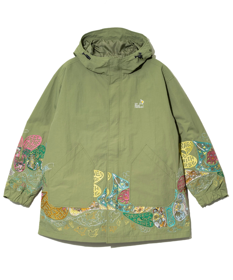 go slow caravan(ゴースローキャラバン) |ウェザークロスパネル刺繍フィールドコート (MENS/WOMENS)