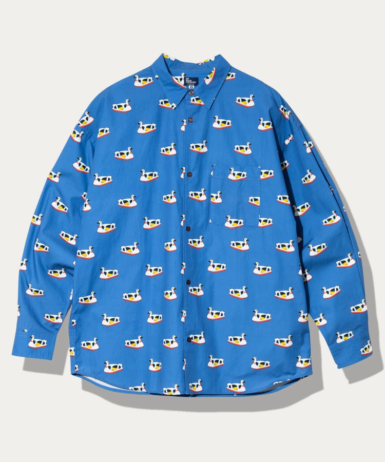 go slow caravan(ゴースローキャラバン) |40/-ブロード総柄プリントR/Gシャツ (MENS/WOMENS)